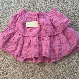 LoveShackFancy Fuchsia Lace Detail Skirt
